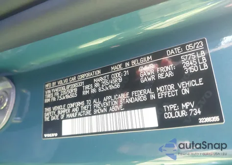 2023 Volvo C40 Recharge Pure Electric Twin Plus z USA, uszkodzony, nr VIN YV4ED3GL6P2065331